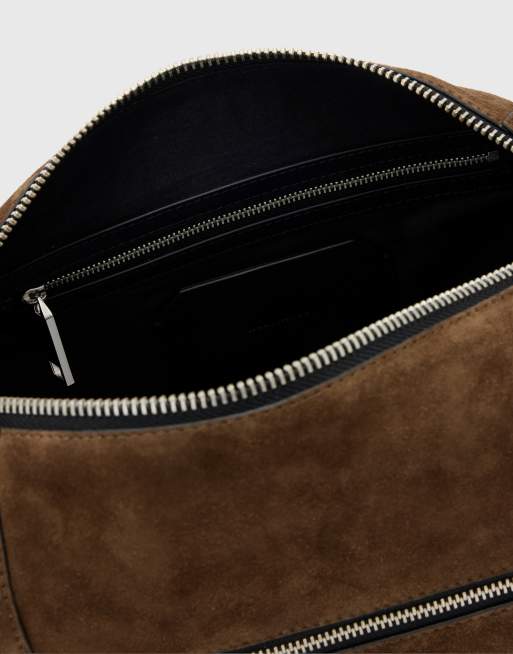 Bolso de hombro marrón de ante Vega de AllSaints, 3 de 4