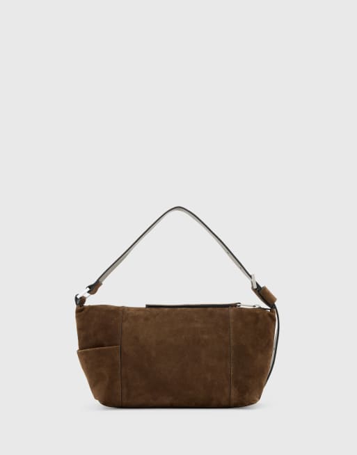 Bolso de hombro marrón de ante Vega de AllSaints, 4 de 4