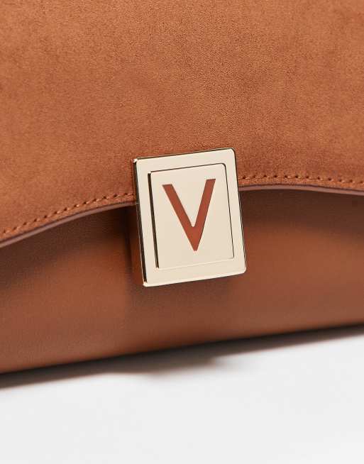 Bolso de hombro marrón de antelina con correa de cadena Evissa de Valentino, 2 de 3