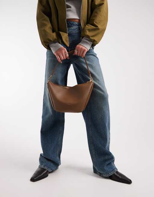 Bolso de hombro marrón granulado con correa bandolera de PASQ , 2 de 4