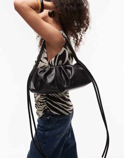 Bolso de hombro negro alargado de cuero Dumpling de OLEND - view 1