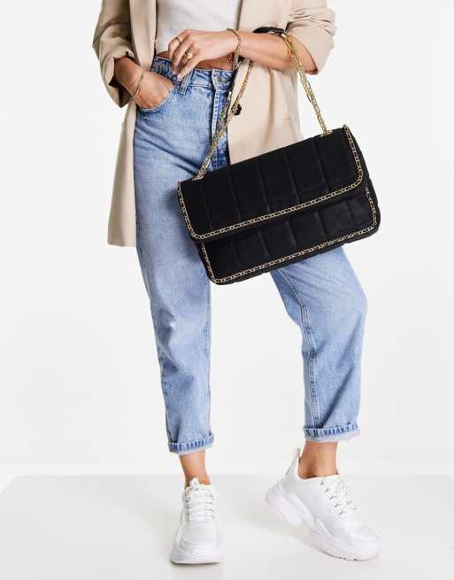 Bolso de hombro negro con cadena doble de Nali ASOS