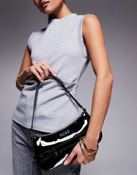 Bolso de hombro negro con detalle de cinturón de charol Christ de HUGO Red - view 1