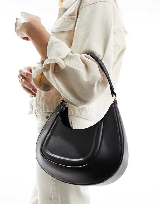 Bolso de hombro negro con panel en relieve de ASOS DESIGN