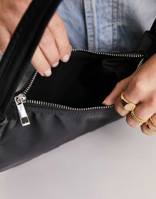Bolso de hombro negro curvo estilo años 90 de nylon de ASOS DESIGN - BLACK, 4 de 4