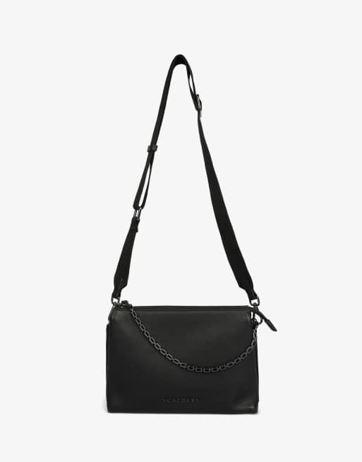Bolso de hombro negro de cuero de Scalpers