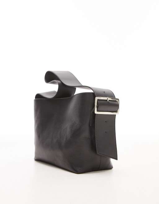 Bolso de hombro negro de cuero Lilah de Topshop, 2 de 4