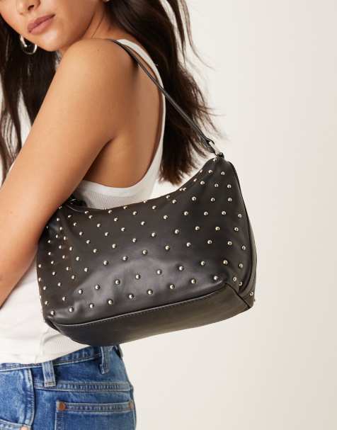 Bolso de hombro negro de cuero napa con tachuelas de Becksondergaard - view 1