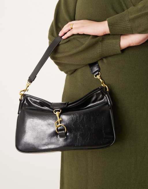 Bolso de hombro negro holgado con cierre dorado de Glamorous , 3 de 4