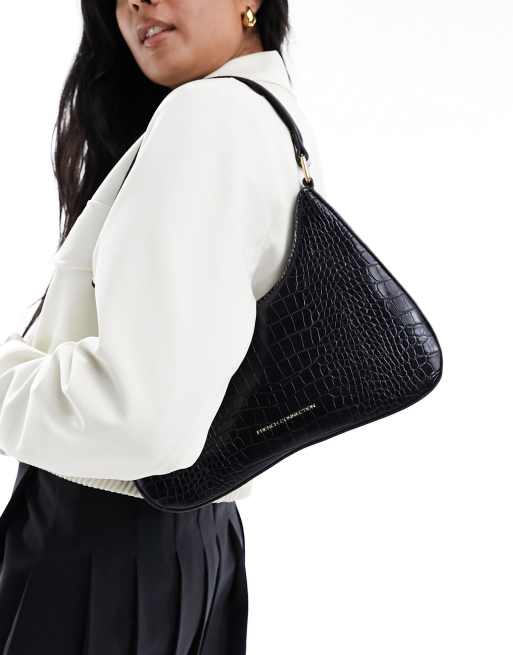 Bolso de hombro negro minimalista de French Connection