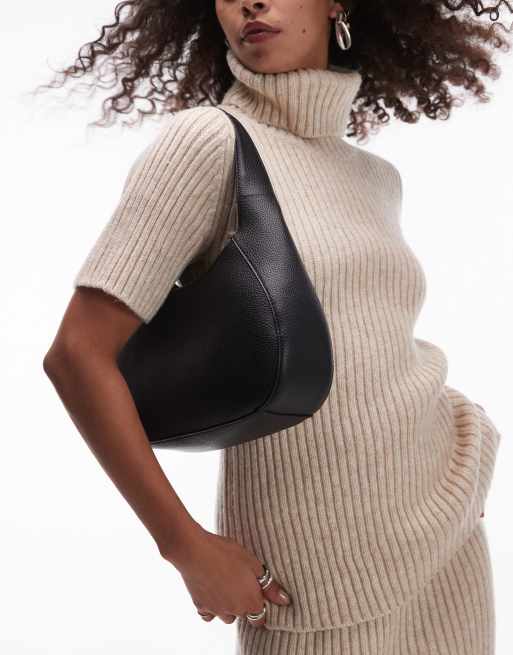 Bolso de hombro negro redondeado de Mango