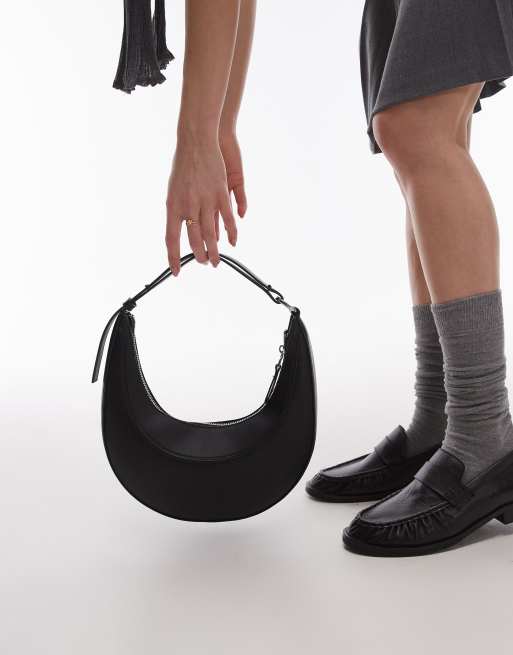 Bolso de hombro negro redondeado de Mango