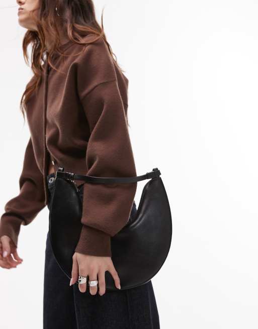 Bolso de hombro negro redondeado Sydney de Topshop, 2 de 4