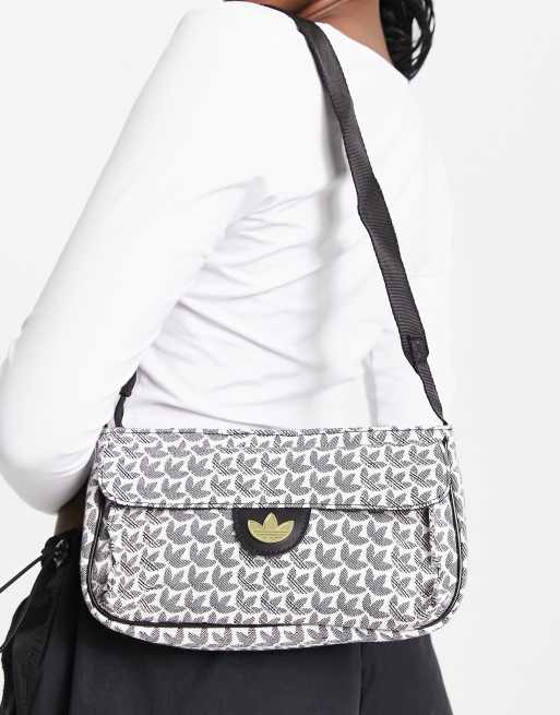 Bolso de hombro negro y blanco monocromático de adidas Originals 