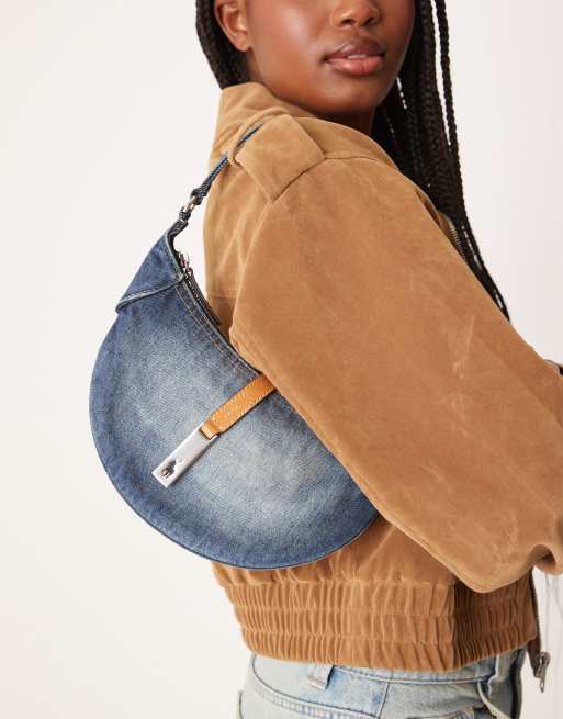 Bolso de hombro pequeño azul de 100% cuero ID de Polo Ralph Lauren