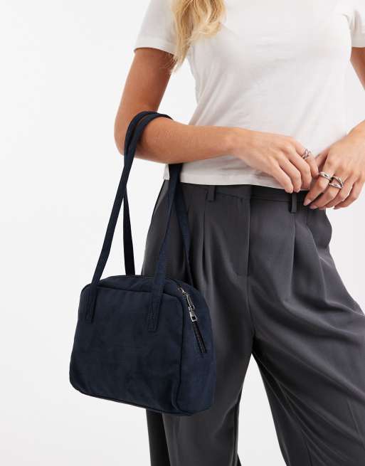 Bolso de hombro pequeño azul marino cuadrado con dos asas de PASQ, 2 de 4
