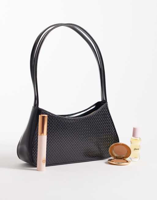 Bolso de hombro pequeño negro con diseño entretejido de Glamorous, 2 de 4