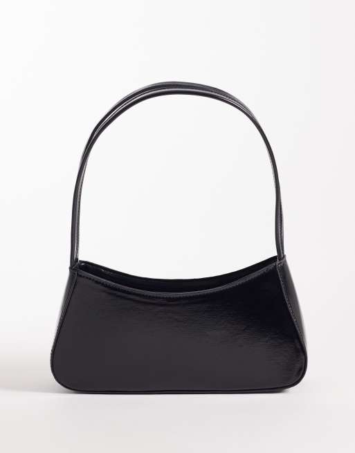 Bolso de hombro pequeño negro con diseño entretejido de Glamorous, 3 de 4