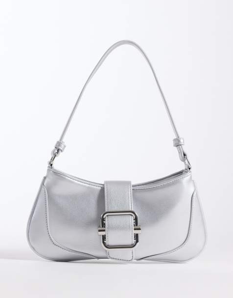 Bolso de hombro pequeño plateado con hebilla de Glamorous - view 1