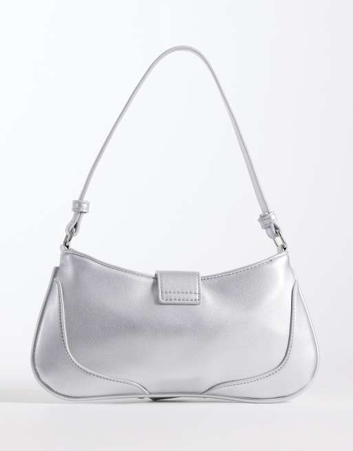 Bolso de hombro pequeño plateado con hebilla de Glamorous, 3 de 4