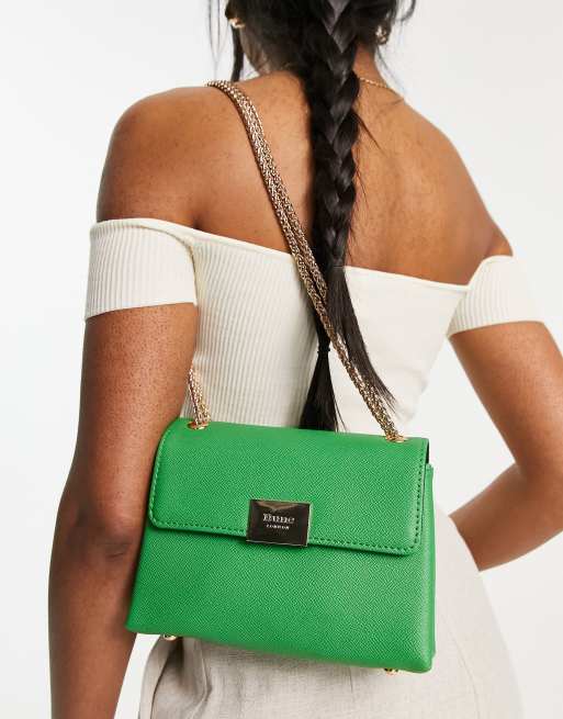 Bolso de hombro pequeño verde luminoso con correa de cadena de Dune
