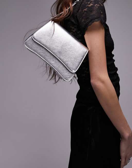 Bolso de hombro plateado con cadena gruesa Seema de Topshop