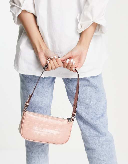 Bolso de hombro rosa efecto cocodrilo de Becksöndergaard ASOS