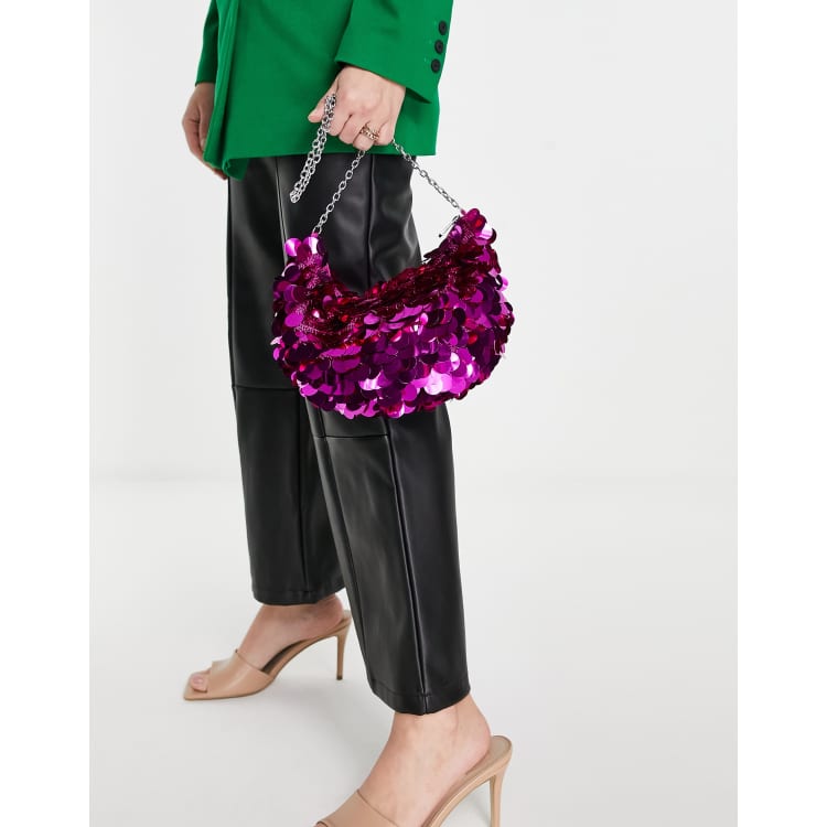Bolso de hombro rosa metalizado de lentejuelas grandes de ASOS - Main Image