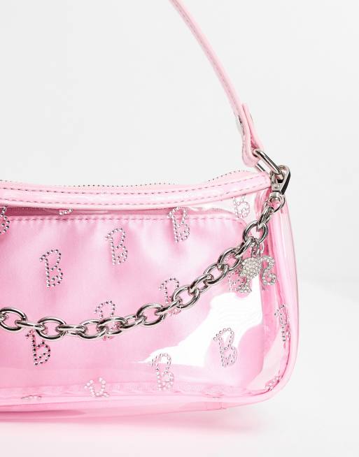 Bolso de hombro rosa transparente con diseño adornado de ALDO x Barbie , 2 de 4
