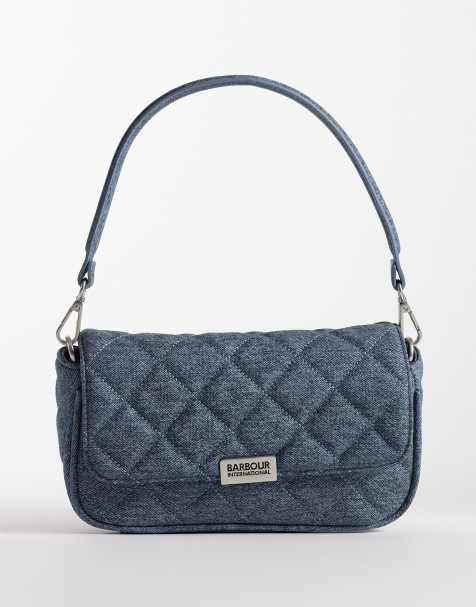 Bolso de hombro vaquero pequeño azul claro con correa bandolera y logo Soho de Barbour International - view 1