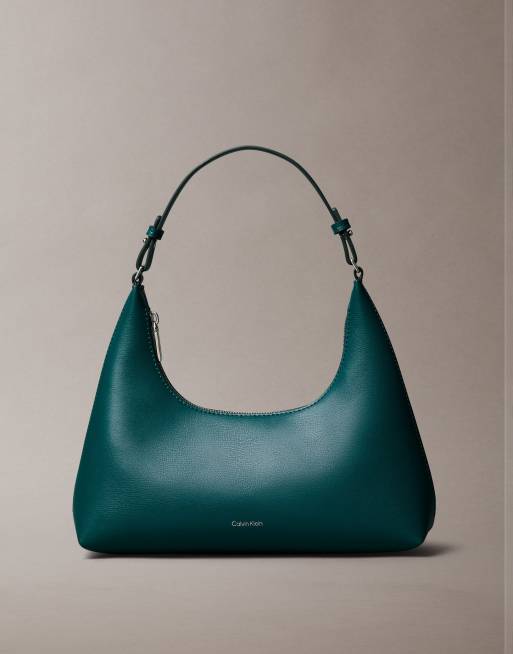 Bolso de hombro verde con logo metalizado de Calvin Klein Jeans