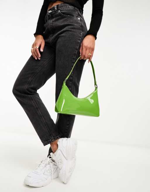 Bolso de hombro verde de poliuretano acharolado de Mango ASOS