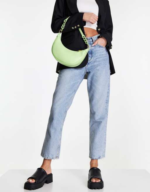 Bolso de hombro verde lima con forma de media luna y correa de resina de ASOS DESIGN , 4 de 4