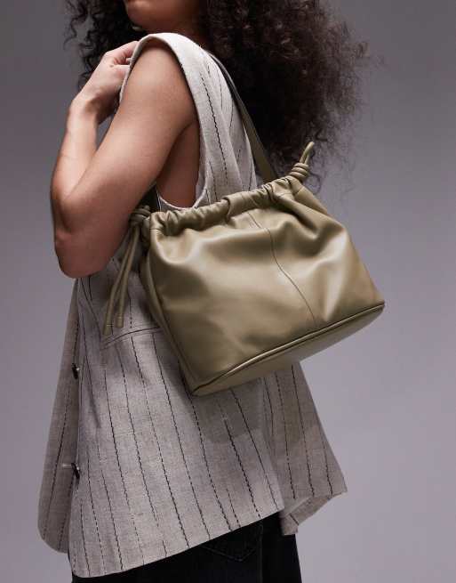 Bolso de hombro verde salvia con cordón ajustable en la parte superior Sonny de Topshop