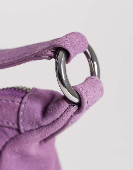 Bolso de hombro violeta con diseño redondeado de ante de ASOS DESIGN , 3 de 4