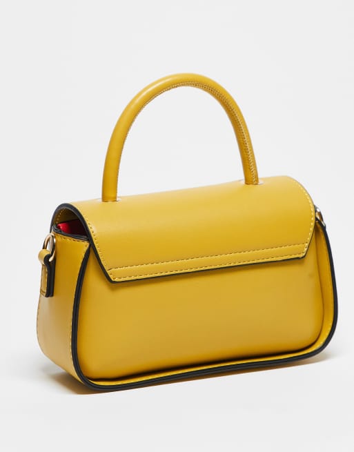 Bolso de mano amarillo mostaza con asa y correa bandolera Faith Re