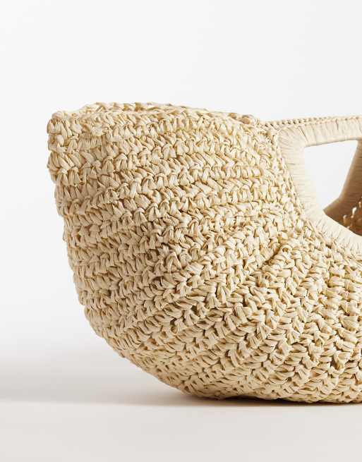 Bolso de mano beis con diseño en abanico de paja de Glamorous, 3 de 4