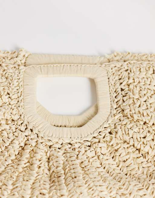 Bolso de mano beis con diseño en abanico de paja de Glamorous, 4 de 4