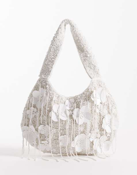 Bolso de mano blanco con adornos florales tridimensionales de True Decadence - view 1