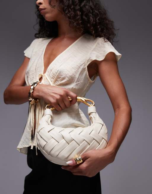 Bolso de mano blanco con asa superior y diseño entretejido Orla de JW PEI