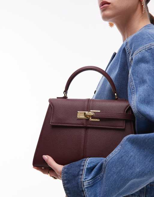 Bolso de mano burdeos con asa superior grande Elise de JW PEI, 2 de 5