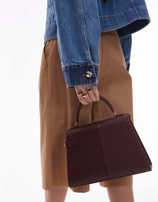 Bolso de mano burdeos con asa superior grande Elise de JW PEI, 4 de 5
