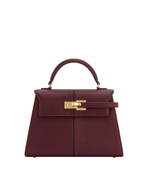 Bolso de mano burdeos con asa superior grande Elise de JW PEI, 5 de 5