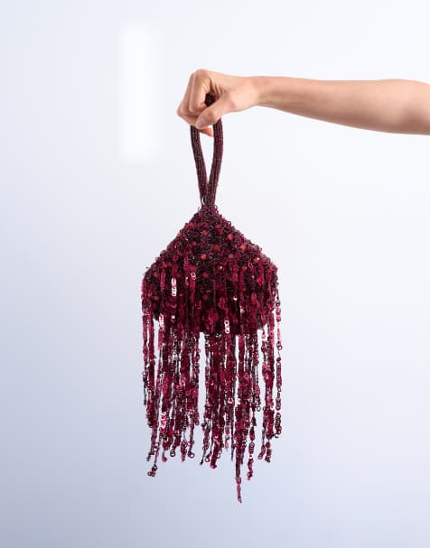 Bolso de mano burdeos con flecos de lentejuelas Giana de Topshop - view 1