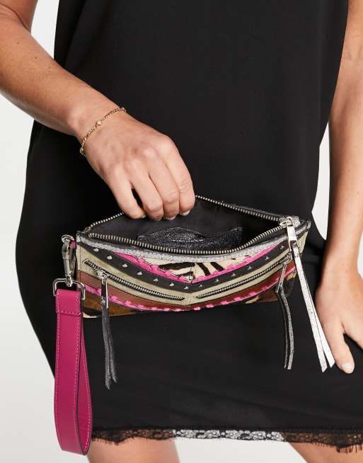 Bolso de mano con patrón de chevrón de cuero de River Island | ASOS