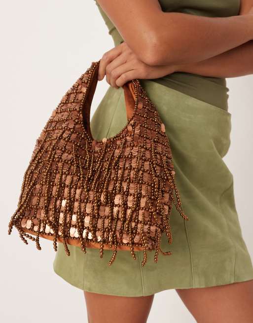 Bolso de mano color bronce con abalorios de True Decadence, 4 de 4