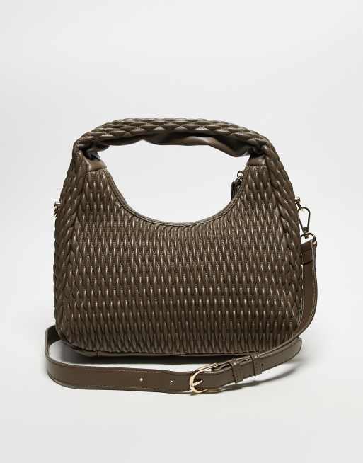 Bolso de mano marrón topo texturizado con correa bandolera Frequency de Valentino , 3 de 3