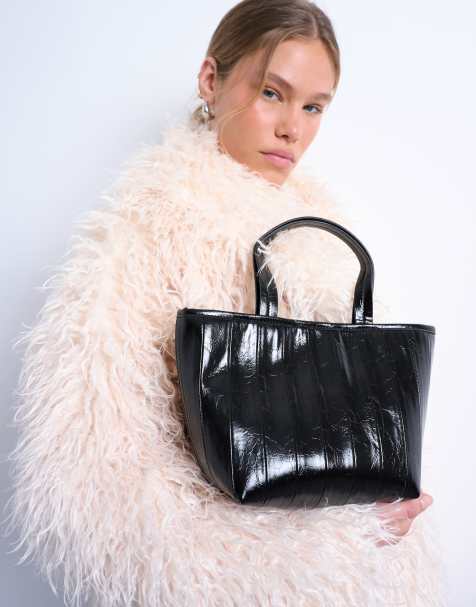 Bolso de mano mediano negro a rayas de cuero sintético Gemma de Topshop - view 1