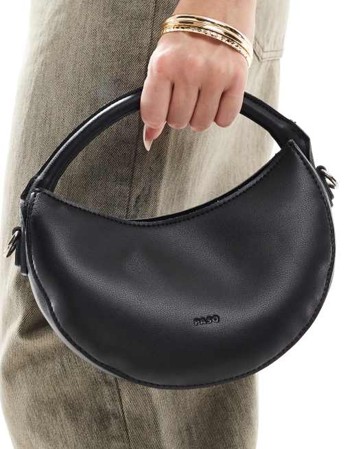Bolso de mano negro circular con correa bandolera de PASQ, 2 de 4