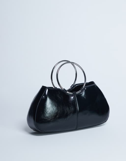 Bolso de mano negro con asas de anillas de metal Griffith de Topshop, 3 de 4